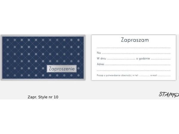 Stamp invitasjonskort Style mønster nr. 10 (pakke 10 stk.)