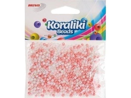 BREWIS Akrylpärler til snøring hvit rosa 35 mm