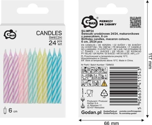 GoDan bursdagslys macarons 6 cm 24 stk