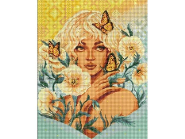 Diamantmosaikk - Jente med sommerfugler 40x50 cm
