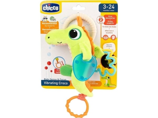 Chicco Crocodile Rattle, Pojke/flicka, Integrerade bitföremål, Låter, Tyg, Multifärg, 1 styck