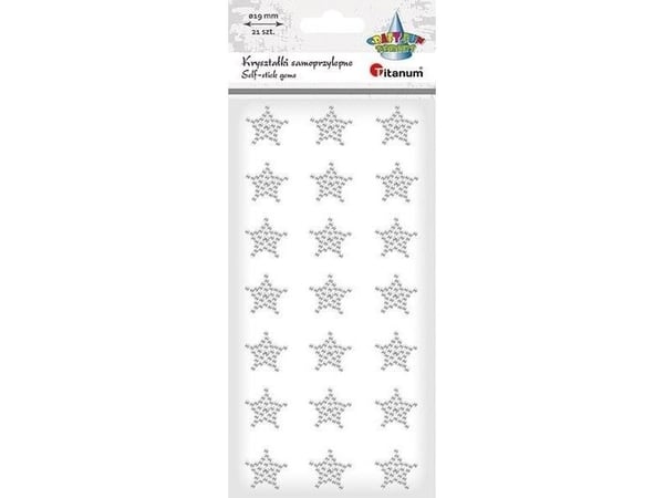 Titanum selvklebende krystaller stjerner 19x19 mm, 21 stk