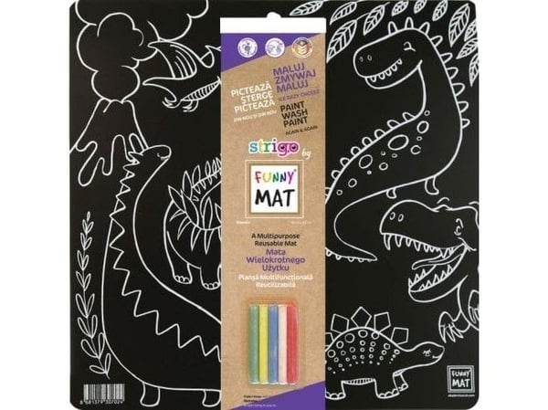 Strigo KOLOROWANKA FUNNY MAT BLACK 40x40 dinosaurer