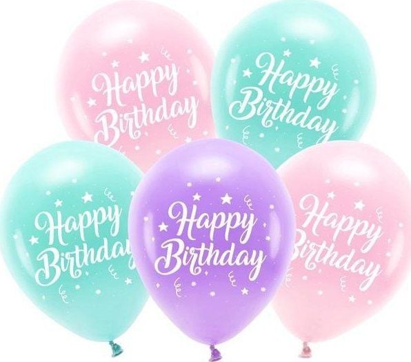PartyDeco ECO26P-201-081-5, Lekeballong, Latex, Lavender, Mynte, Rosa, Bilde, Bursdag, Universell