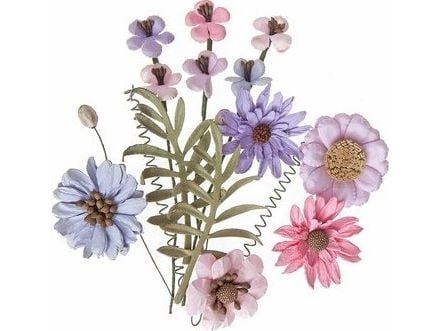 Party Deco papirblomster rosa/lilla mix 12 stk