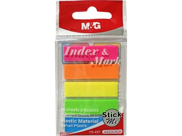 MG indexflikar i folie 5 färger fluo, 25 st 44x21 cm MG
