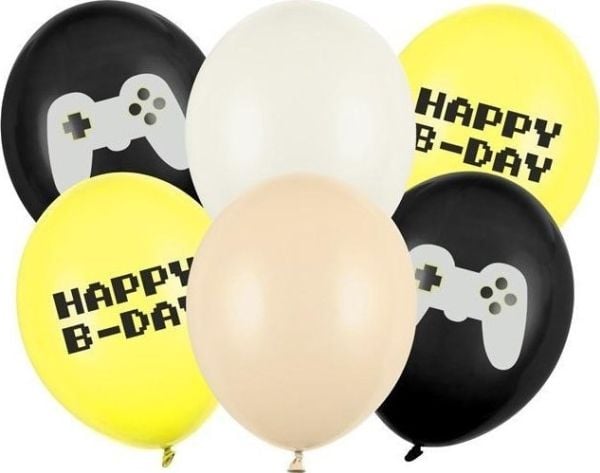 PartyDeco SB14P-336-000-6, lekeballong, lateks, flerfarget, bilde, bursdag, universell