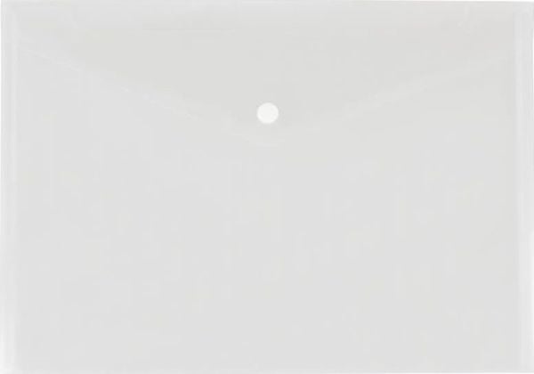 Biurfol A5 konvoluttmappe med trykknapp PP hvit transparent