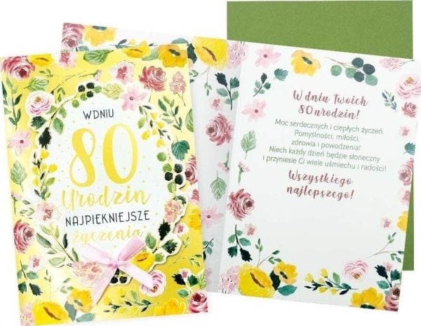 KUKARTKA gratulasjonskort B6 bursdag 80 (blomster)