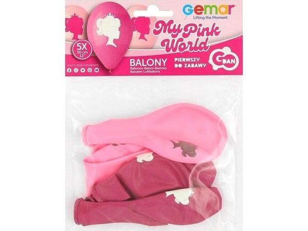 GoDan premium ballonger My Pink World med krone 30 cm 5 stk