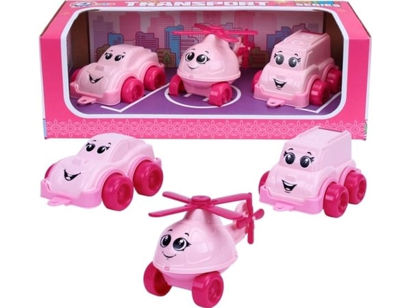 Technok rosa minifordon: bilar, minihelikopter, minibuss