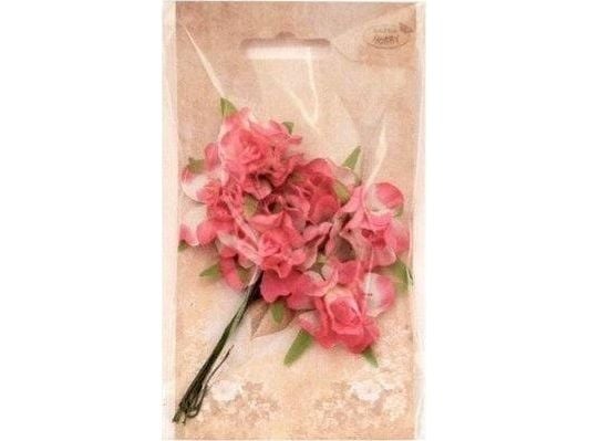 Titanum stoffblomster rosa-hvit 3 cm, 6 stk