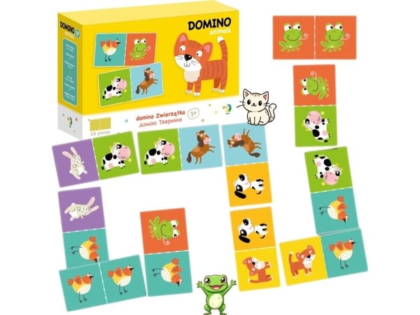 Dodo ANIMAL DOMINO PELI LAPSILLE VÄRIKKAAT LEIKKIKORTIT NUOREMMILLE LAPSILLE