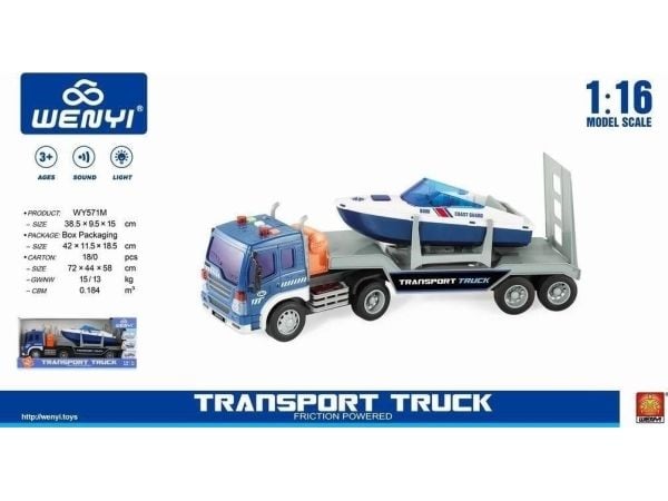 Auto perävaunun ja moottoriveneen kanssa 1:16 WY571M