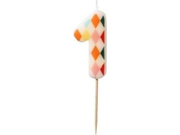 Syntymäpäiväkynttilä 1 rombinen 5.5cm