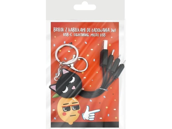 3-in-1 kissa latauskaapeli riipus
