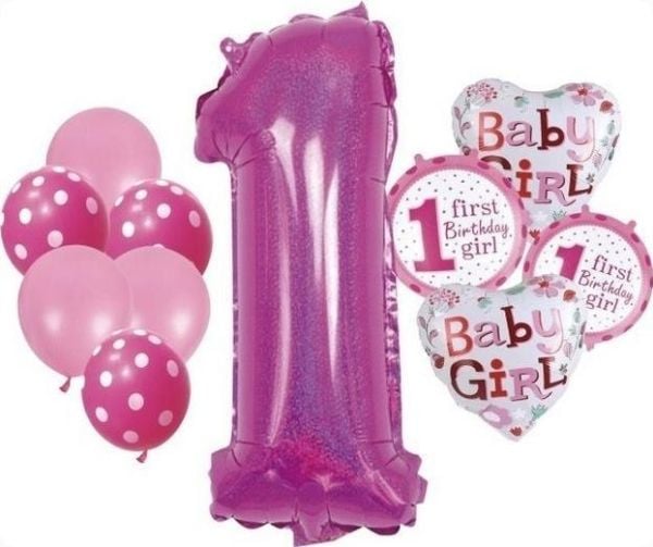 Folat ballongsett Girl 1 12 stk