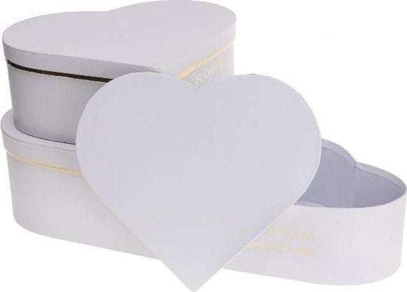 Rozette Flower Box eske 3 stk hvitt hjerte ROZETTE