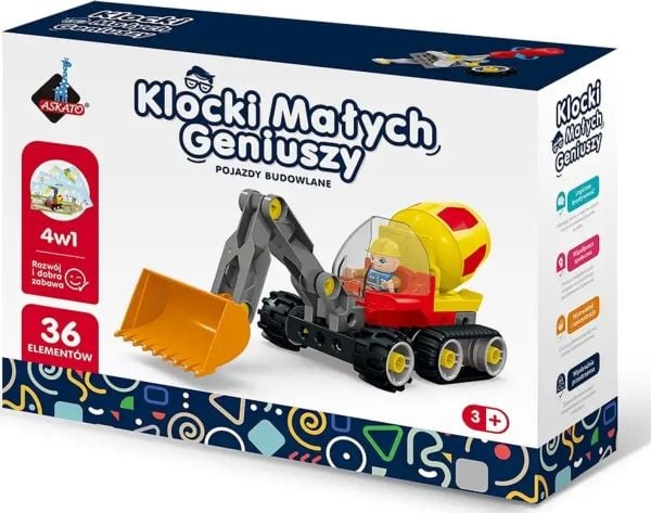 Askato Construction Blocks 4in1 Little Genius 36 stk. Kjøretøy