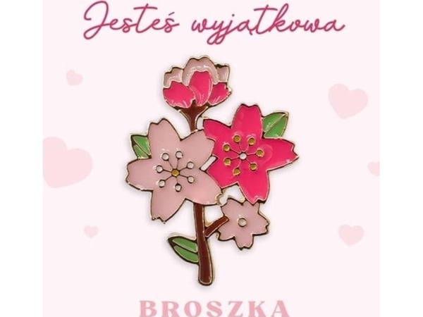 Presentbrosch med fyra rosa blommor