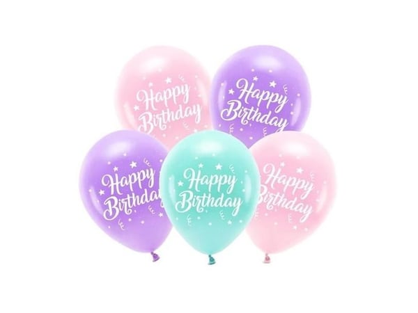 PartyDeco ECO26P-201-081-5, Lekeballong, Latex, Lavender, Mynte, Rosa, Bilde, Bursdag, Universell