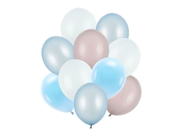 PartyDeco ZBL5, Lekeballong, Latex, Beige, Blå, Lyseblå, Hvit, Bilde, Bursdag, Universell