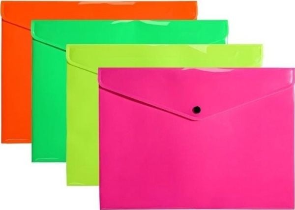 Kirjekuorikansio A4 PP neon (10kpl)