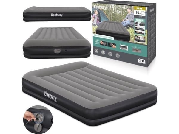 Bestway oppblåsbar madrass Tritech med innebygd USB-pumpe 152x203 cm 671BU