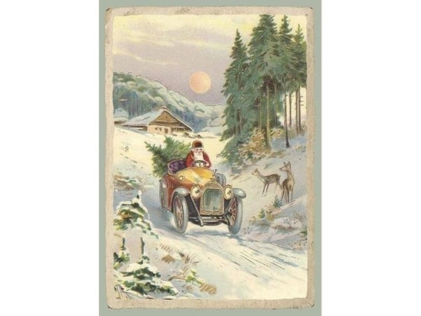 Carnet ST486 B6 + envelope Santa in a car Christmas