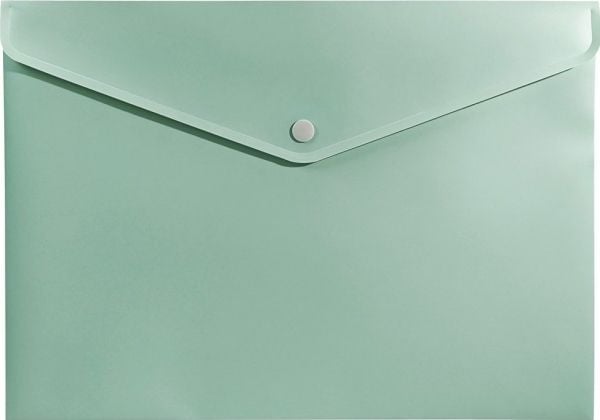 Biurfol A4 konvoluttmappe med trykknapp PP grønn soft touch BIURFOL