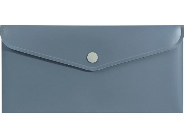 Biurfol mappe/konvolutt med trykknapp DL 21x11 PP soft touch grå