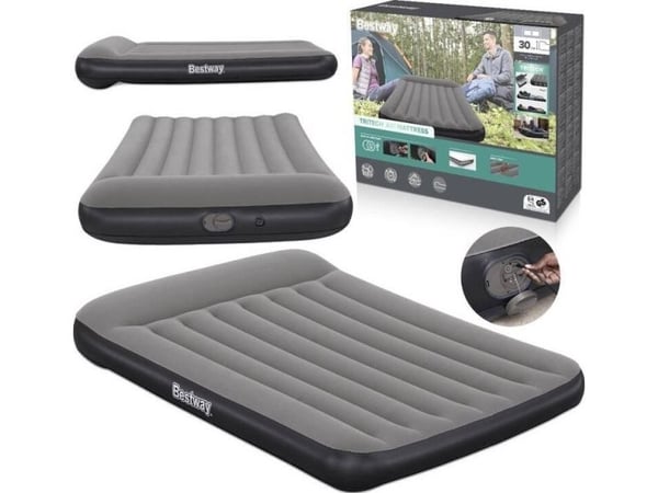 Bestway 2-personers oppblåsbar madrass Tritech med innebygd USB-pumpe 191x137 cm 671BR