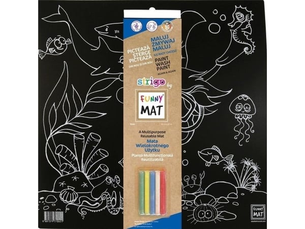 Strigo leketeppe svart + kritt Ocean Funny Mat