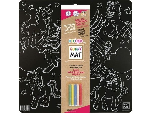 FARGEBOK FUNNY MAT SVART 40x40 Unicorns + GRATIS fargestifter