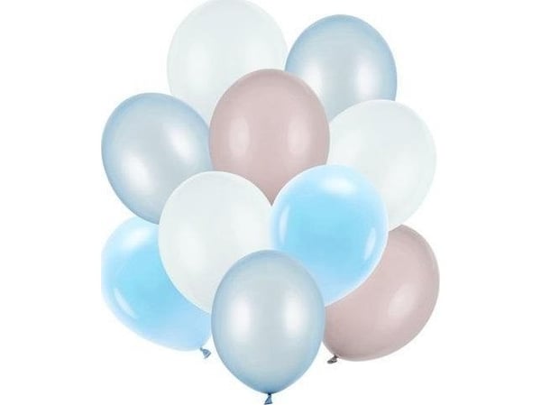 PartyDeco ZBL5, Lekeballong, Latex, Beige, Blå, Lyseblå, Hvit, Bilde, Bursdag, Universell