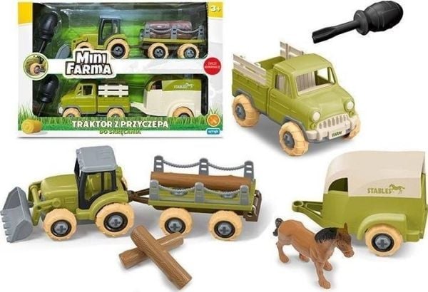 Mini gårdstraktor med henger for vending