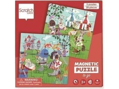 Scratch magnetisk puslespill 20x2 + bok Riddere