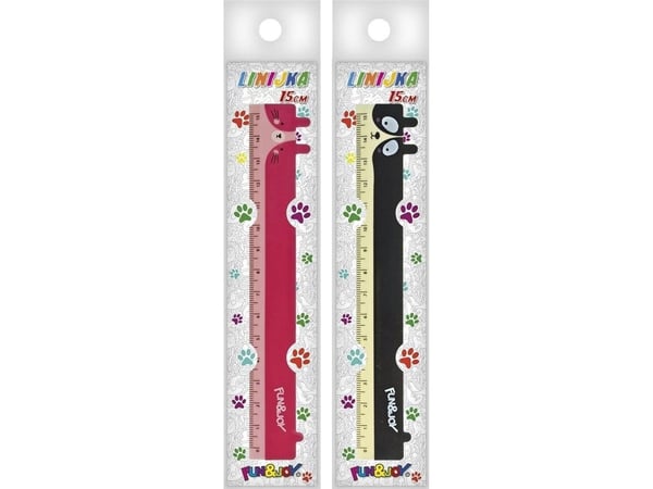 Muovinen viivoitin 15cm eläimet mix
