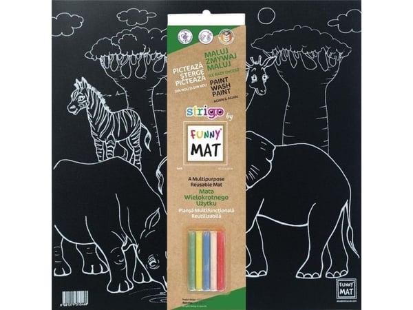 Strigo lekeplate svart + kritt Safari Funny Mat