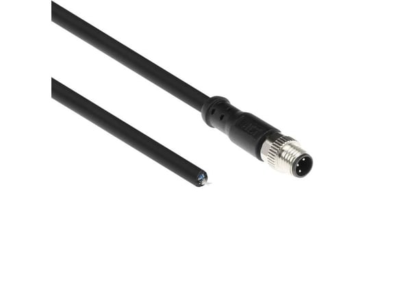 ACT Industrial sensor-kabel 3,00 meter M8A 3-polet hann til åpen ende, Ultraflex Xtreme TPE-kabel, skjermet (SC3005)