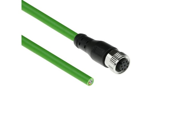 ACT Industrial sensorskalkabel M12A 3,00 m 8-polet hunn til åpen ende, ultraflex TPE, skjermet (SC3808)