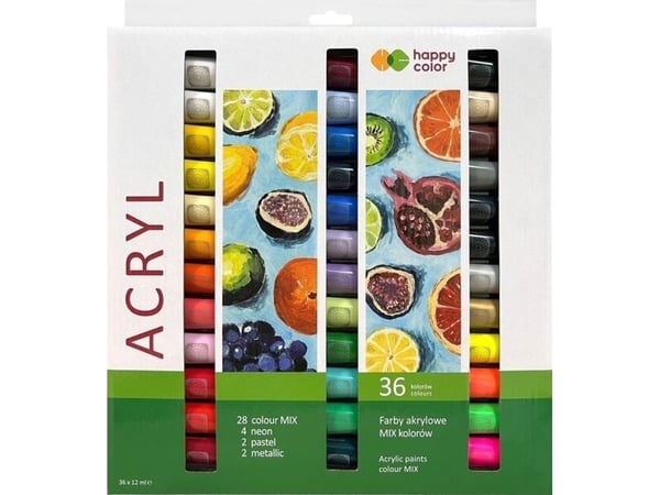Akrylmaling 12ml 36 farger HAPPY COLOR