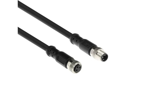 ACT Industrial sensorkabel 5,00 meter M8A 3-polet hann til M8A 3-polet hunn, Ultraflex Xtreme TPE, skjermet (SC3003)