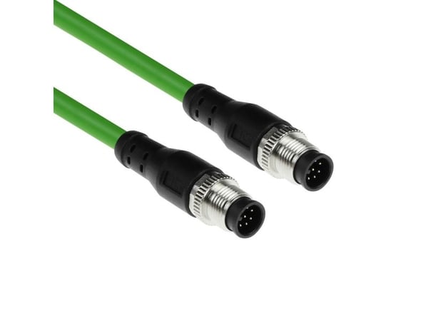 ACT Industrial sensorkabel M12A 8-pinners han til M12A 8-pinners han, Ultraflex TPE, skjermet 10,00 m (SC3872)