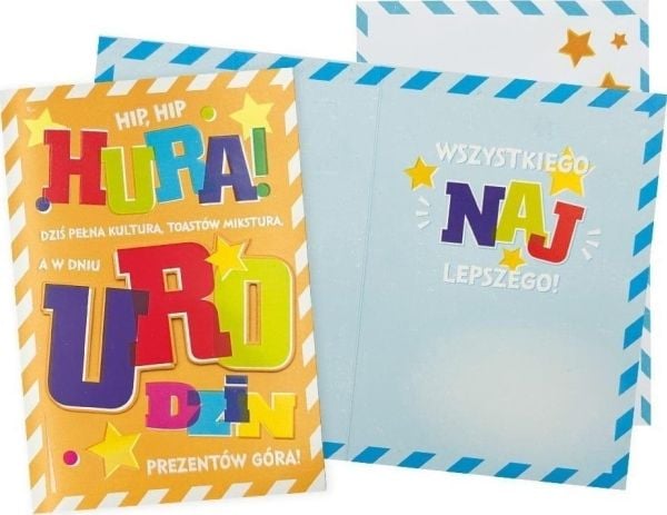 KUKARTKA Kort B6 Bursdag Hipp, Hipp, Hurra