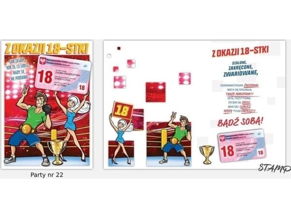 Stamp Party invitasjonskort klistremerke B6+konvolutt Bursdag 18 wz22
