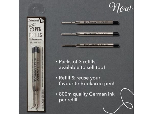 Bookaroo penn - svarte refill - 3 stk
