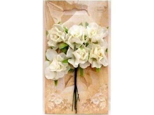Titanum blomster i materiale krem 3 cm 6 stk