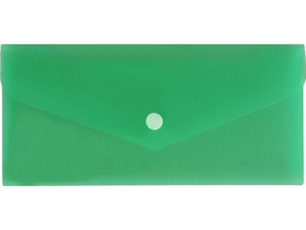 Biurfol perm/konvoluttmappe med trykknapp DL 21x9,9cm PP grønn