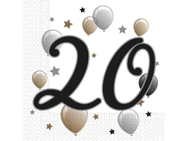 PROCOS Paperiset lautasliinat 20. syntymäpäivä vuosipäivä ilmapallot x20